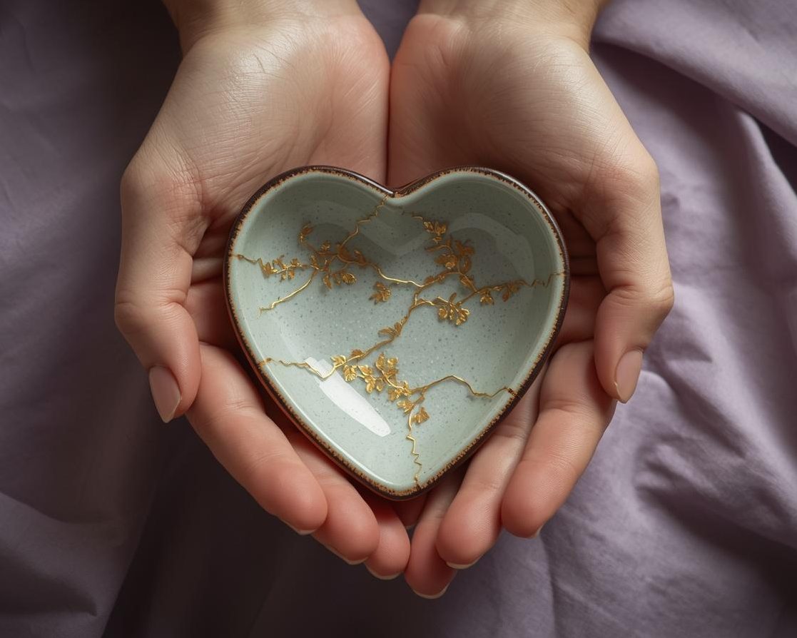 Símbolo de resiliencia Kintsugi: sanar traumas y heridas emocionales para una vida más fuerte y consciente.